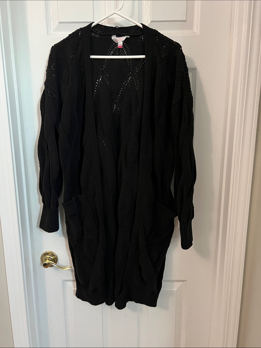 No Boundaries Black Open-Front Knit Cardigan